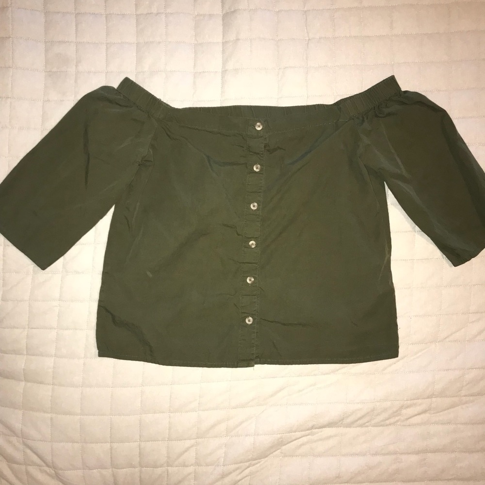 Green off the shoulder top